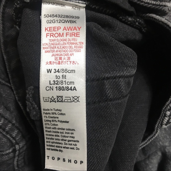 Topshop Straight Jeans Moto High Rise Raw Hem Gray - Picture 9 of 9